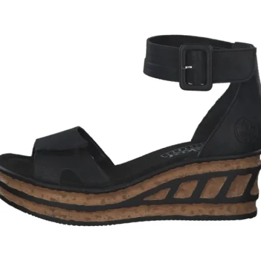 Damen Rieker Sandaletten<68194, Keilsandaletten, Damen, schwarz