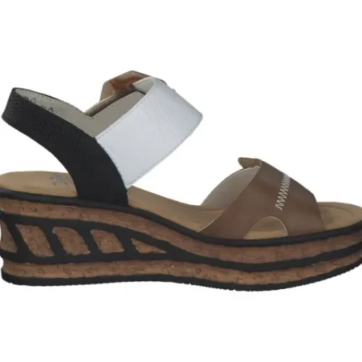 Damen Rieker Sandaletten<68176, Keilsandaletten, Damen, Braun
