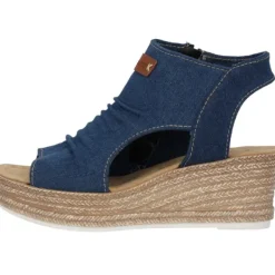 Damen Rieker Sandaletten<68791, Plateau-Sandaletten, Damen, denim/cayenee