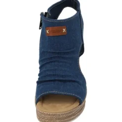 Damen Rieker Sandaletten<68791, Plateau-Sandaletten, Damen, denim/cayenee