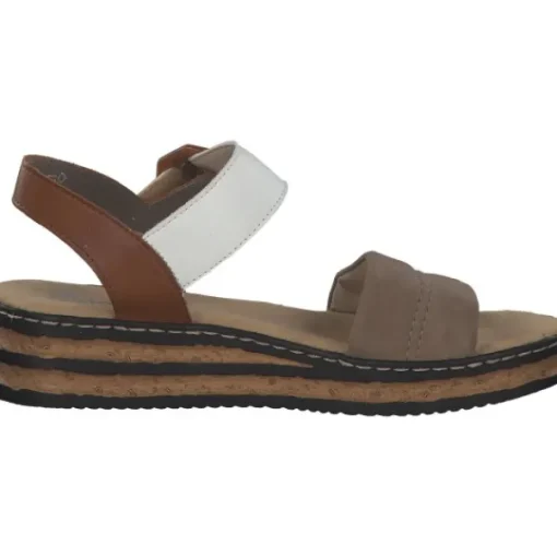 Damen Rieker Sandaletten<62964, Plateau-Sandaletten, Damen, camel/offwhite/beige-gold/caye