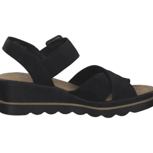 Damen Rieker Sandaletten<67463, Plateau-Sandaletten, Damen, schwarz