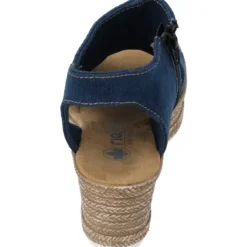 Damen Rieker Sandaletten<68791, Plateau-Sandaletten, Damen, denim/cayenee