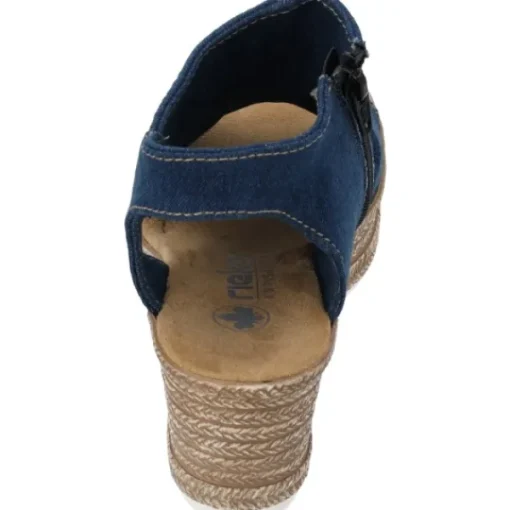 Damen Rieker Sandaletten<68791, Plateau-Sandaletten, Damen, denim/cayenee