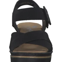 Damen Rieker Sandaletten<67463, Plateau-Sandaletten, Damen, schwarz