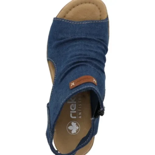 Damen Rieker Sandaletten<68791, Plateau-Sandaletten, Damen, denim/cayenee