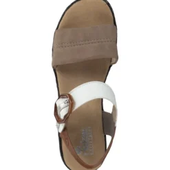 Damen Rieker Sandaletten<62964, Plateau-Sandaletten, Damen, camel/offwhite/beige-gold/caye