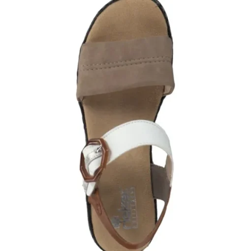 Damen Rieker Sandaletten<62964, Plateau-Sandaletten, Damen, camel/offwhite/beige-gold/caye