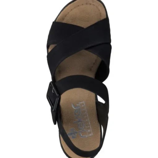 Damen Rieker Sandaletten<67463, Plateau-Sandaletten, Damen, schwarz