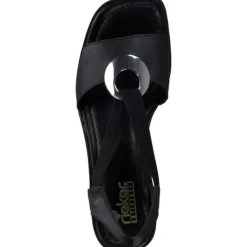 Damen Rieker Sandaletten<62662, Sandaletten, Damen, schwarz/schwarz