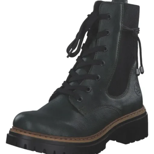 Damen Rieker Stiefel<72637, Schnürstiefel, Damen, tanne/schwarz