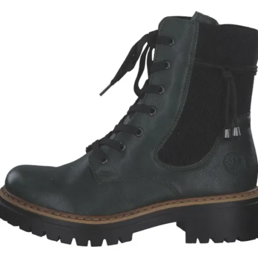 Damen Rieker Stiefel<72637, Schnürstiefel, Damen, tanne/schwarz