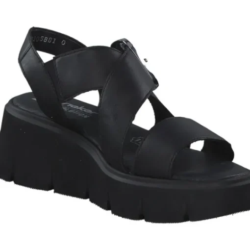 Damen Rieker Sandaletten<Evolution W1550, Plateau-Sandaletten, Damen, Schwarz