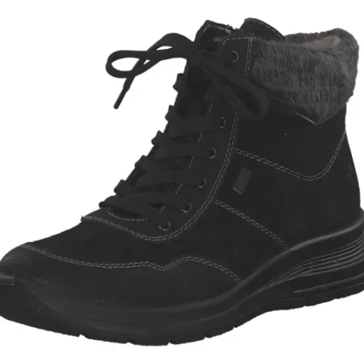 Damen Rieker Stiefel<L7710-00, Schnürstiefel, Damen, schwarz/schwarz/anthrazit