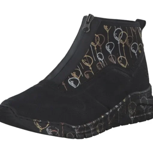 Damen Rieker Stiefel<M4953, Stiefeletten, Damen, schwarz/schwarz-metallic