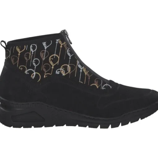 Damen Rieker Stiefel<M4953, Stiefeletten, Damen, schwarz/schwarz-metallic