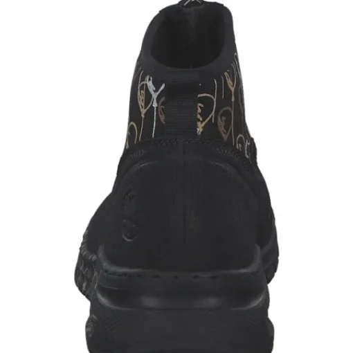 Damen Rieker Stiefel<M4953, Stiefeletten, Damen, schwarz/schwarz-metallic