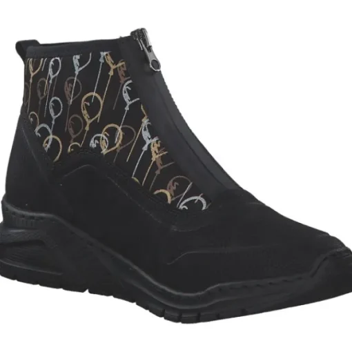 Damen Rieker Stiefel<M4953, Stiefeletten, Damen, schwarz/schwarz-metallic