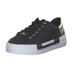 Damen Rieker Klassische- & Business Schuhe<N4931, Schnürschuhe, Damen, schwarz/lightgold/schwarz