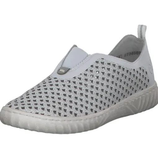Damen Rieker Slipper<N0965, Slipper, Damen, weiss/cement