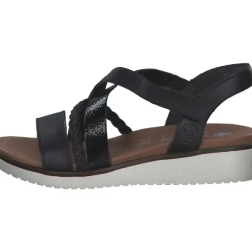 Damen Rieker Sandaletten<V3773, Keilsandaletten, Damen, Schwarz