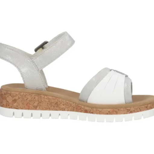Damen Rieker Sandaletten<V4365, Keilsandaletten, Damen, fog-silver/bianco