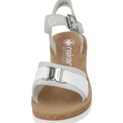 Damen Rieker Sandaletten<V4365, Keilsandaletten, Damen, fog-silver/bianco