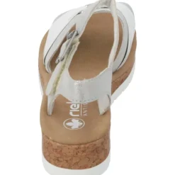Damen Rieker Sandaletten<V4365, Keilsandaletten, Damen, fog-silver/bianco