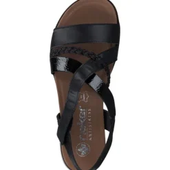 Damen Rieker Sandaletten<V3773, Keilsandaletten, Damen, Schwarz