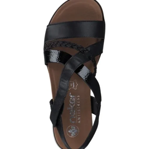 Damen Rieker Sandaletten<V3773, Keilsandaletten, Damen, Schwarz