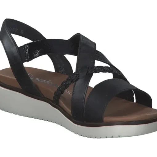 Damen Rieker Sandaletten<V3773, Keilsandaletten, Damen, Schwarz