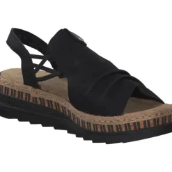Damen Rieker Sandaletten<V7972, Keilsandaletten, Damen, Schwarz