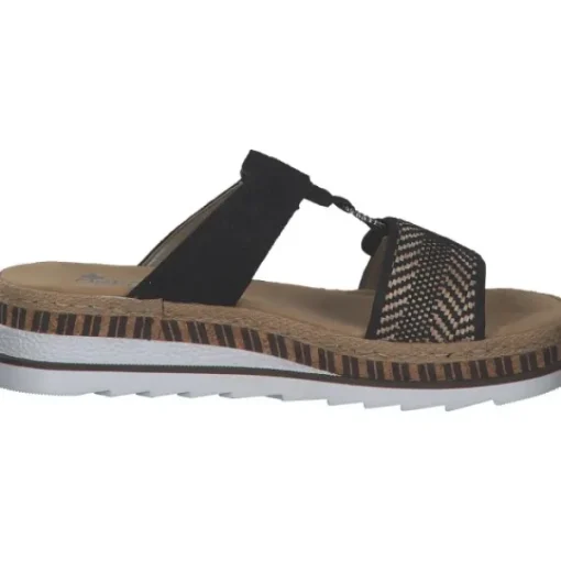Damen Rieker Pantoletten & Badeschuhe<V7947, Pantoletten & Badeschuhe, Damen, Schwarz