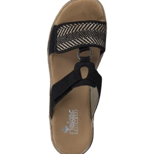 Damen Rieker Pantoletten & Badeschuhe<V7947, Pantoletten & Badeschuhe, Damen, Schwarz