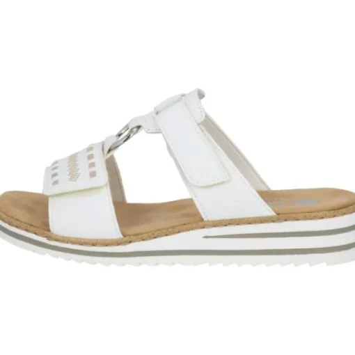 Damen Rieker Pantoletten & Badeschuhe<V0636, Plateau-Pantoletten, Damen, weiss/argento/rosegold
