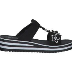 Damen Rieker Pantoletten & Badeschuhe<V0228, Plateau-Pantoletten, Damen, Schwarz/Silber