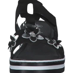 Damen Rieker Pantoletten & Badeschuhe<V0228, Plateau-Pantoletten, Damen, Schwarz/Silber