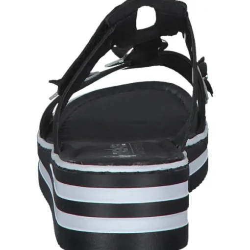 Damen Rieker Pantoletten & Badeschuhe<V0228, Plateau-Pantoletten, Damen, Schwarz/Silber