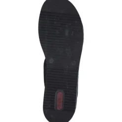 Damen Rieker Pantoletten & Badeschuhe<V0228, Plateau-Pantoletten, Damen, Schwarz/Silber