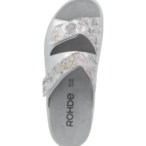 Damen Rohde Pantoletten & Badeschuhe<5735, Pantoletten, Damen, silber - muster
