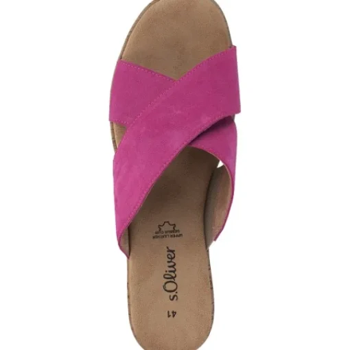 Damen s. Oliver Pantoletten & Badeschuhe<27212, Plateau-Pantoletten, Damen, pink