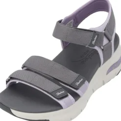 Damen Skechers Sandaletten<119305, Keilsandaletten, Damen, Grau