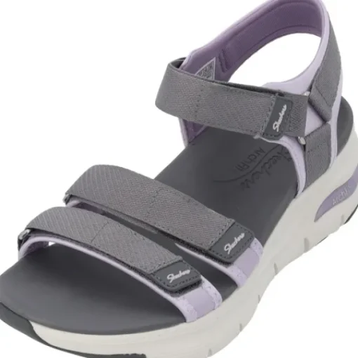 Damen Skechers Sandaletten<119305, Keilsandaletten, Damen, Grau