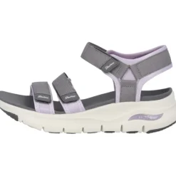 Damen Skechers Sandaletten<119305, Keilsandaletten, Damen, Grau