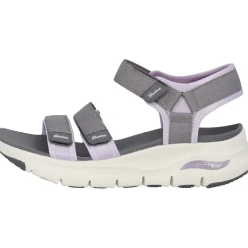 Damen Skechers Sandaletten<119305, Keilsandaletten, Damen, Grau