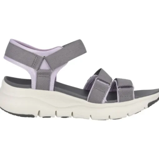 Damen Skechers Sandaletten<119305, Keilsandaletten, Damen, Grau