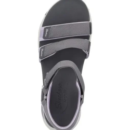 Damen Skechers Sandaletten<119305, Keilsandaletten, Damen, Grau