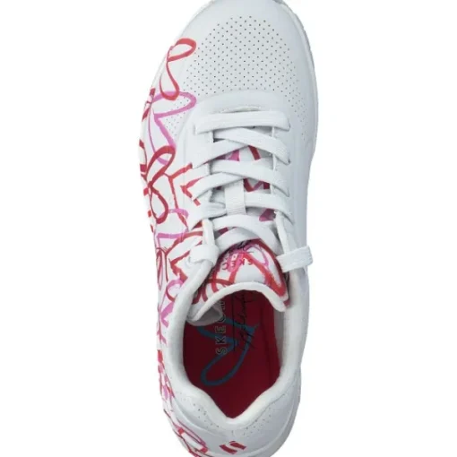 Damen Skechers Sneakers<155507, Sneakers Low, Damen, WRPK white/red/pink