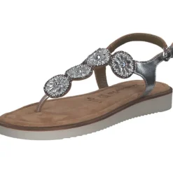Damen Tamaris Sandaletten<28602, Keilsandaletten, Damen, Grau (Silver)