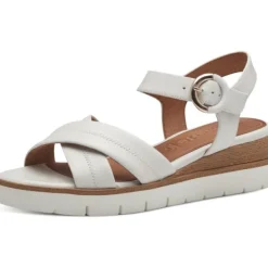 Damen Tamaris Sandaletten<28202, Plateau-Sandaletten, Damen, WHITE LEATHER